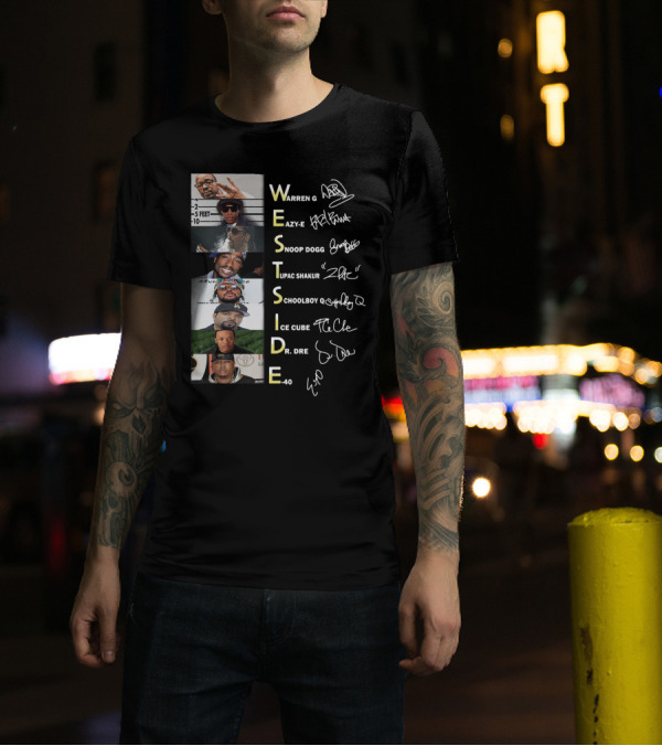 WESTSIDE Warren G Eazy-E Snoop Dogg Tupac Shakur Schoolboy Q Ice Cube Dr. Dre E-40 T-Shirt