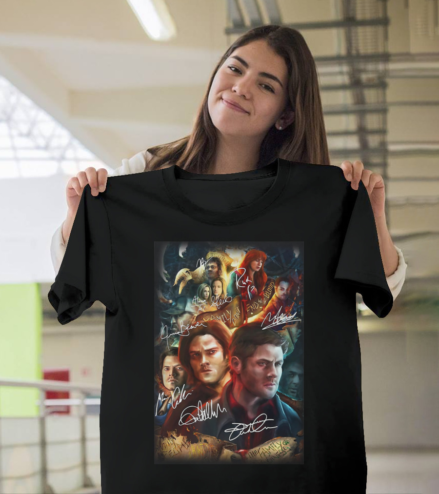 Supernatural Family Don't End With Blood Signed Poster Collage T-Shirt