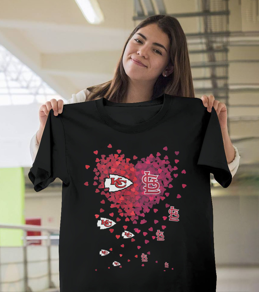 Kansas City Chiefs St. Louis Cardinals Heart Logos Fan Love T-Shirt