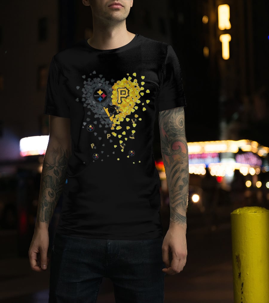 Pittsburgh Steelers Penguins Pirates Heart T-Shirt