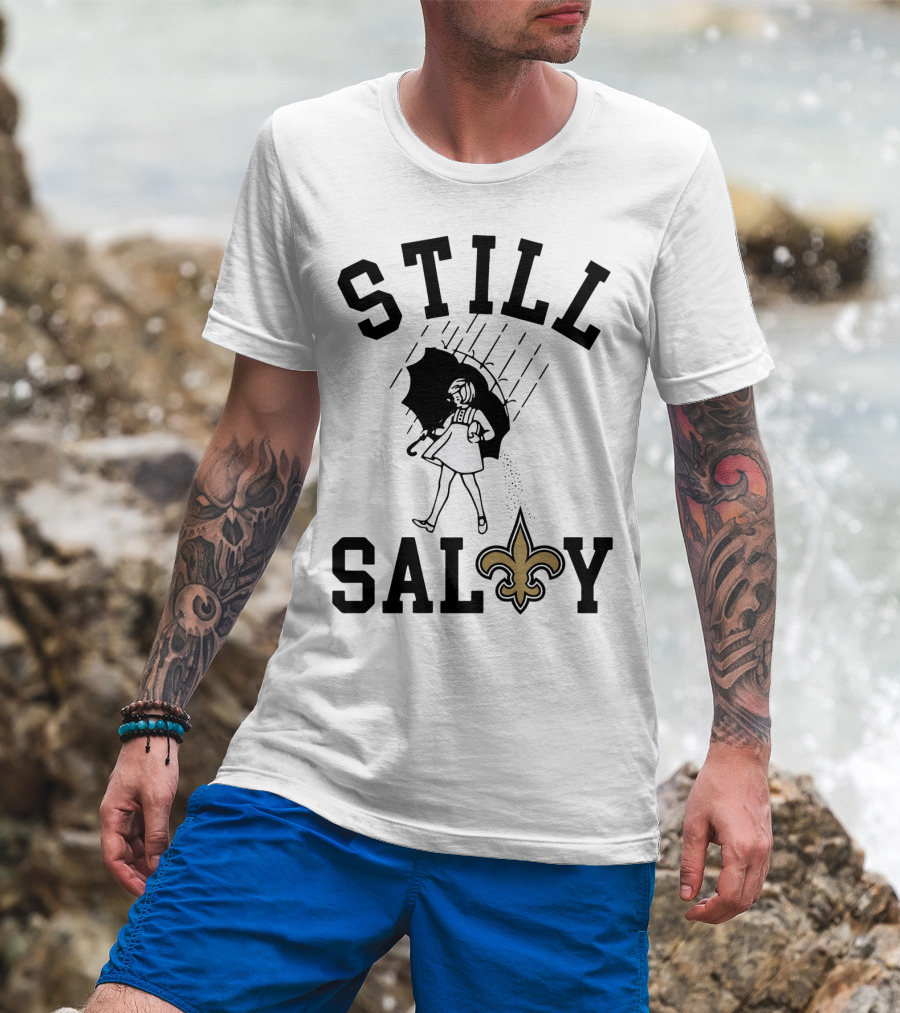 Still Salty Saints Fleur-de-Lis Rain Girl T-Shirt