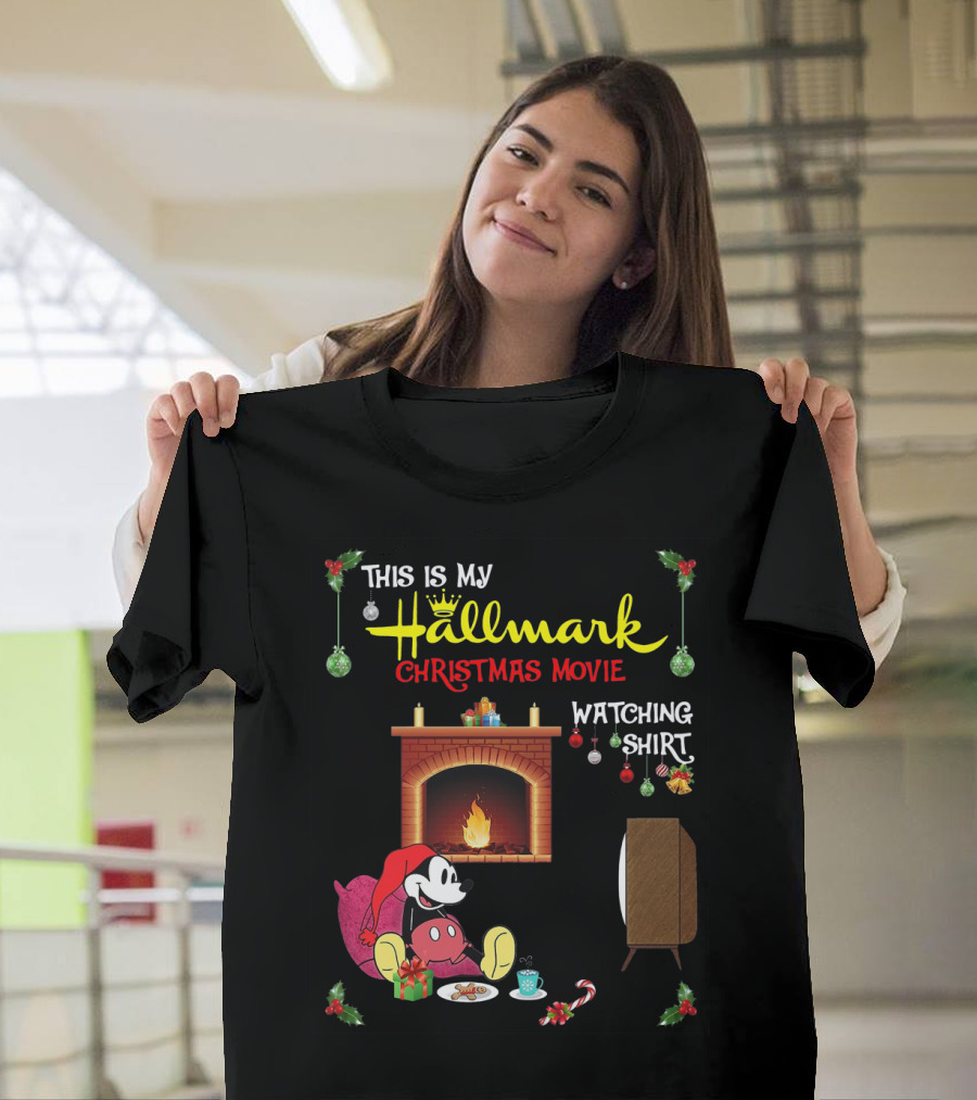 This Is My Hallmark Christmas Movie Watching Shirt Mickey Mouse Cozy Holiday Scene T-Shirt