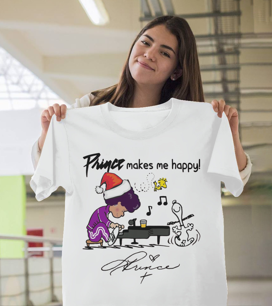 Prince Makes Me Happy Schroeder Snoopy Peanuts Christmas T-Shirt