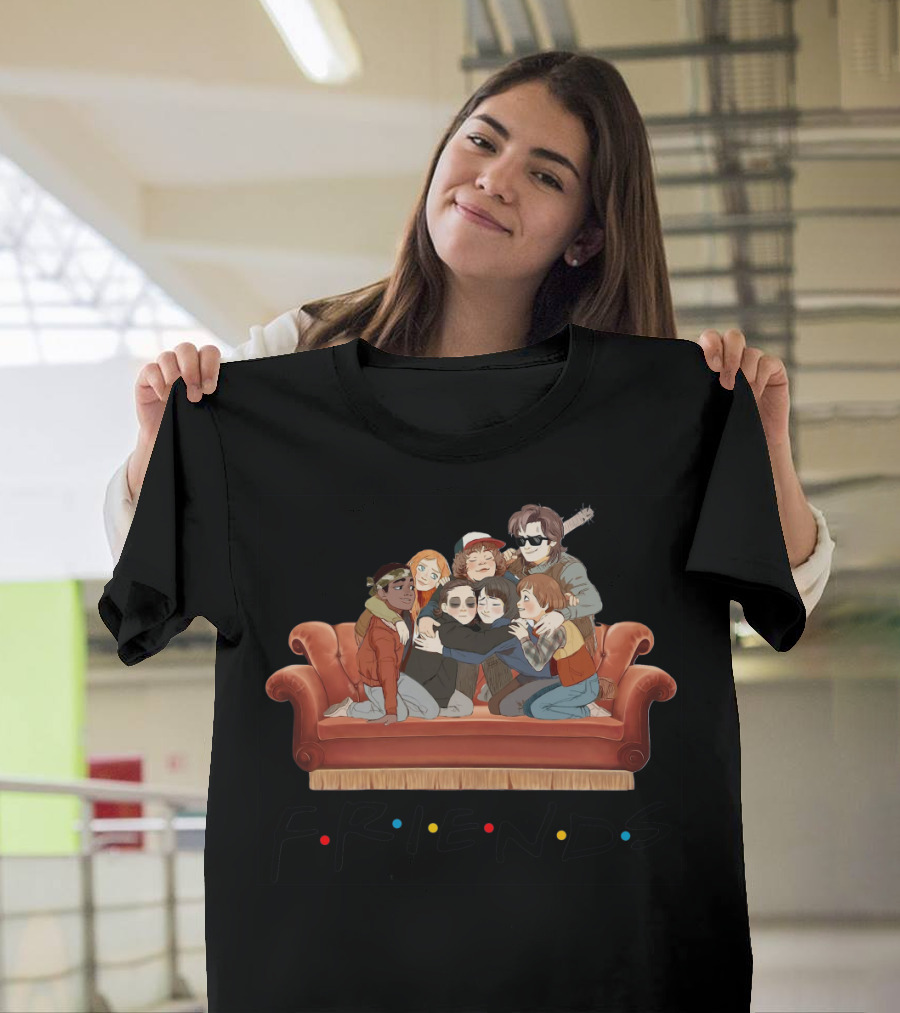 Stranger Things Characters Couch Hug Friends T-Shirt