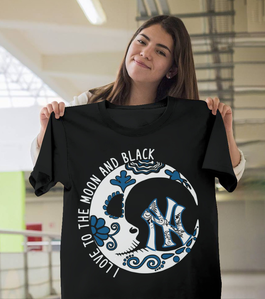 New York Yankees I Love to the Moon and Black T-Shirt