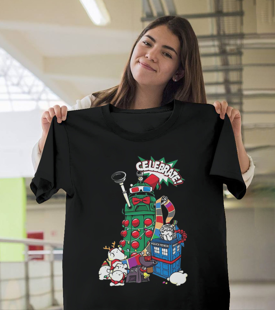 Celebrate Merry Dalek TARDIS Christmas Doctor Who T-Shirt