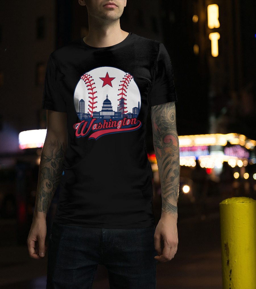 Washington Nationals Baseball Cityscape Capitol Star T-Shirt
