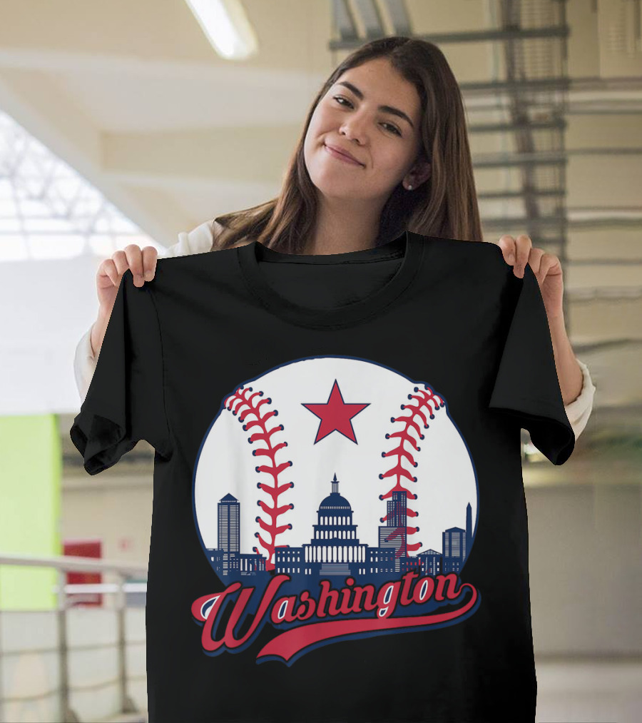 Washington Nationals Baseball Cityscape Capitol Star T-Shirt