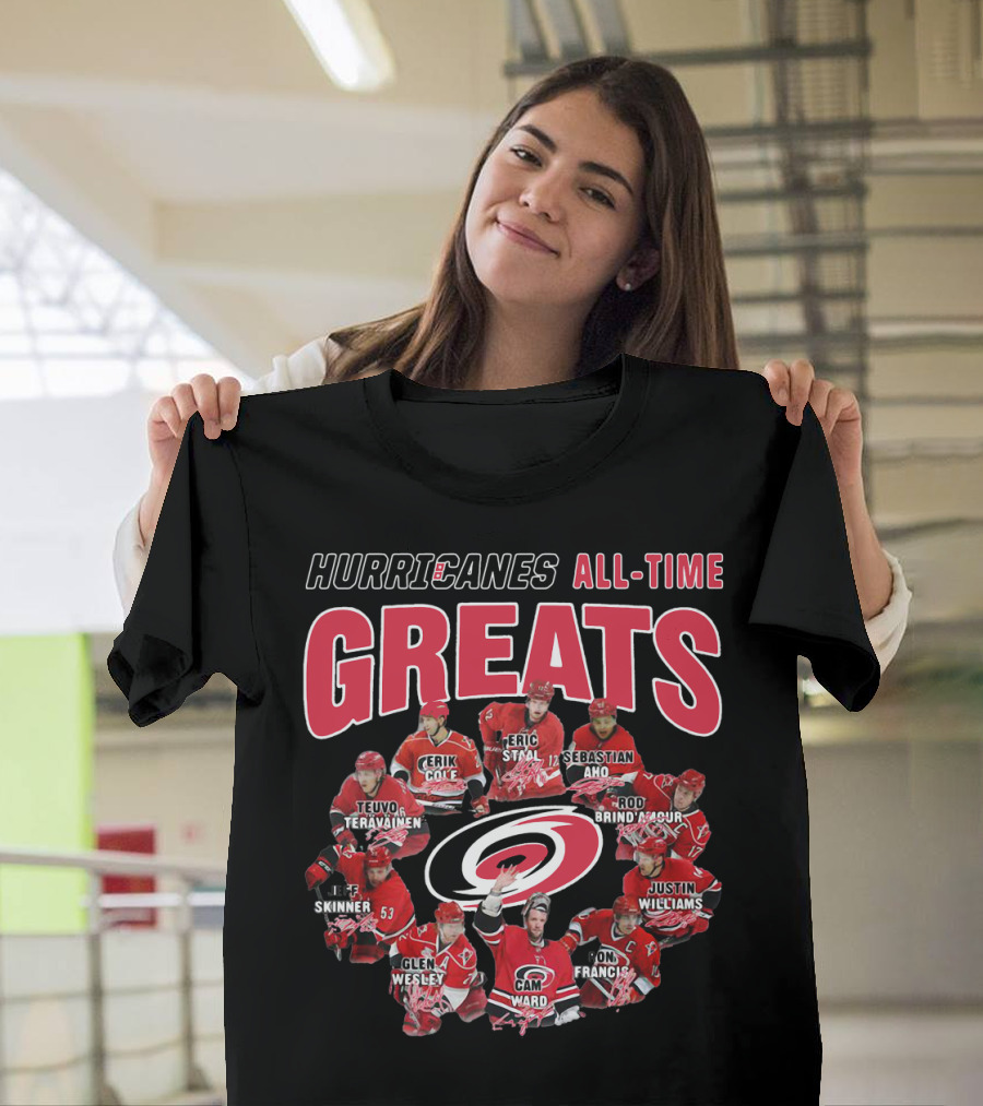 HURRICANES ALL-TIME GREATS TEUVO TERAVAINEN ERIK COLE ERIC STAAL SEBASTIAN AHO SKINNER GLEN WESLEY CAM WARD ROD BRIND'AMOUR JUSTIN WILLIAMS RON FRANCI