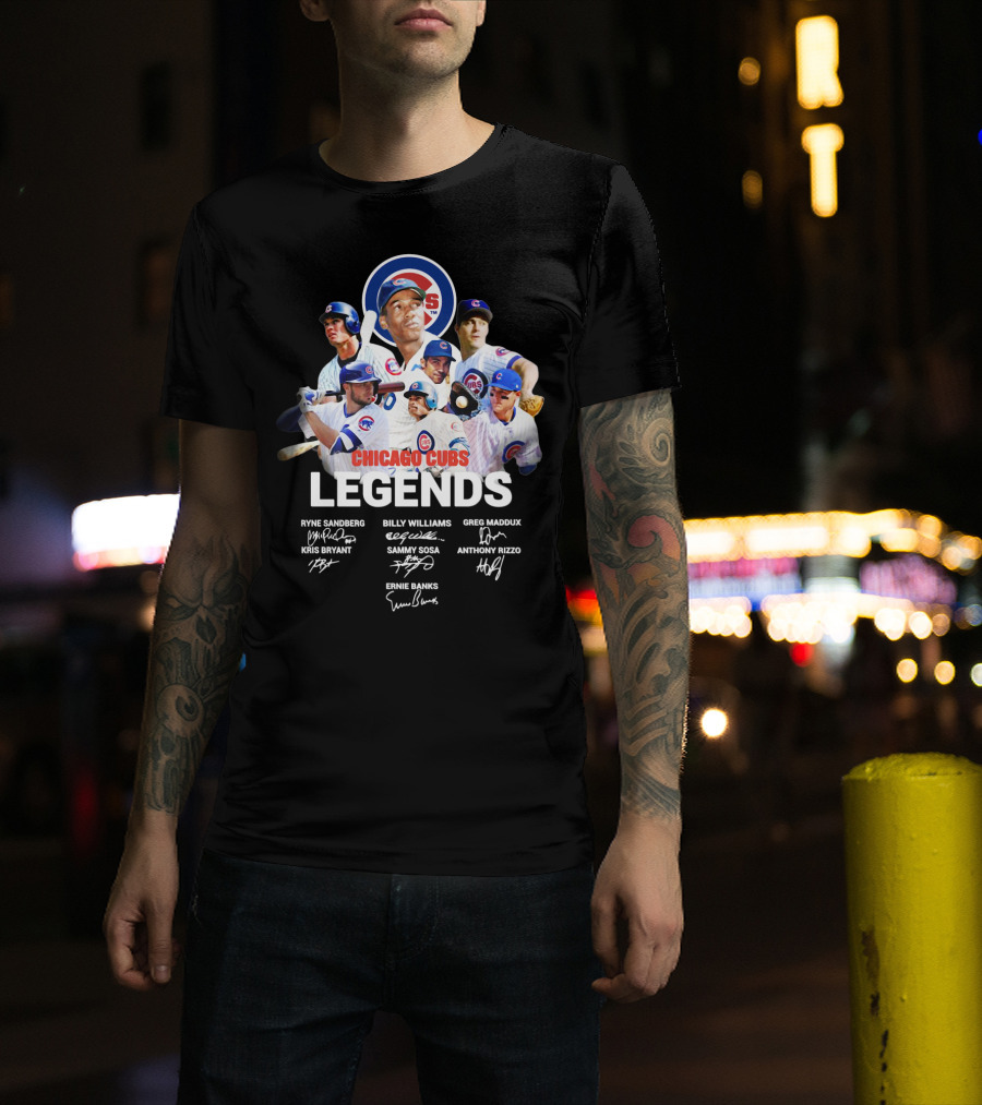 Chicago Cubs Legends Ryne Sandberg Billy Williams Greg Maddux Kris Bryant Sammy Sosa Anthony Rizzo Ernie Banks T-Shirt