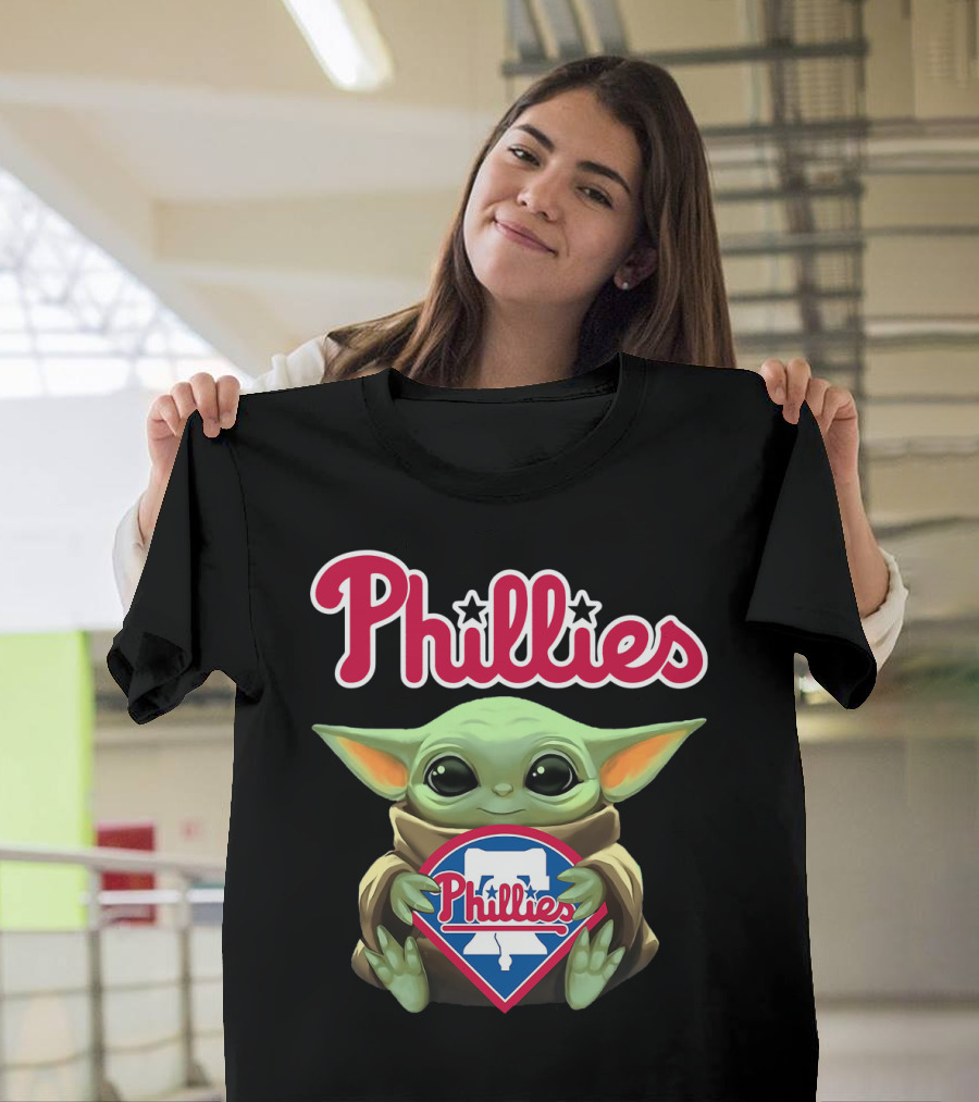 Phillies Baby Yoda Hug Philadelphia Phillies T-Shirt