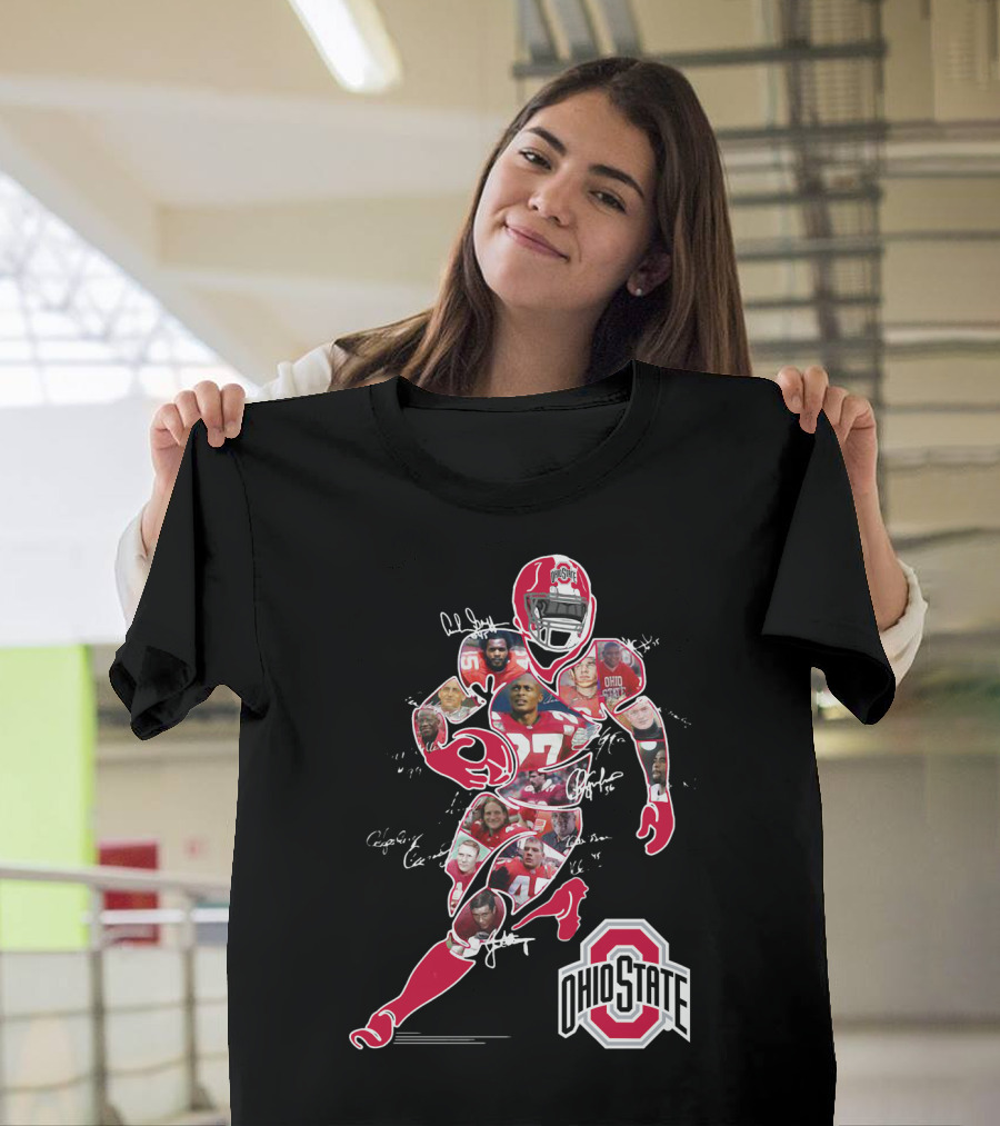 Ohio State Buckeyes Football Collage With Player and Helmet T-Shirt