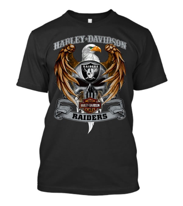 Harley Davidson Raiders Eagle Motor Cycles Nfl Las Vegas Raiders T-Shirt