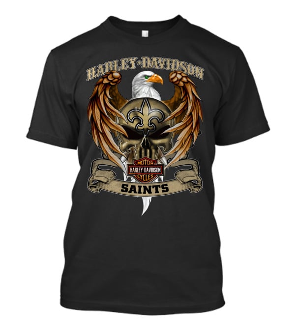 Harley Davidson Eagle Motorcycles Saints Fleur-De-Lis Nfl New Orleans T-Shirt