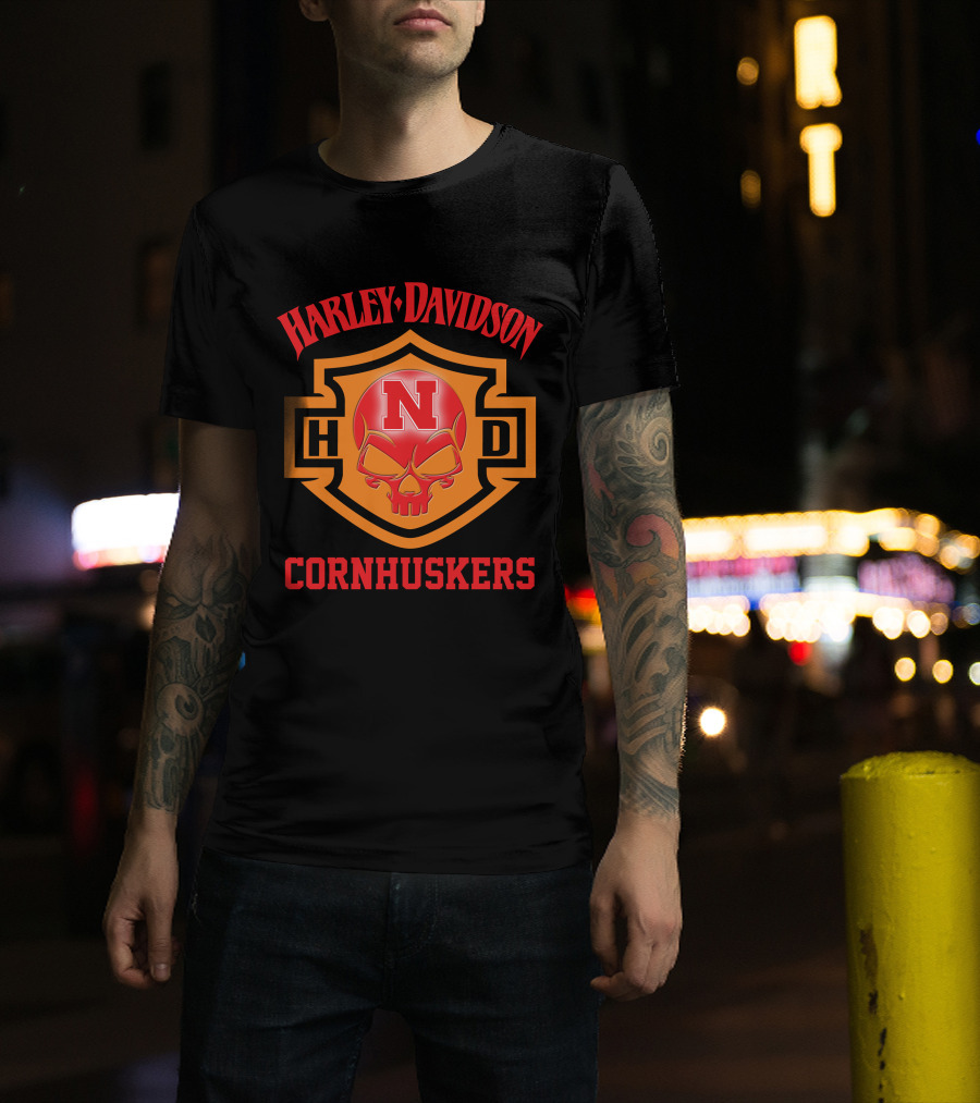 Harley Davidson Nebraska Cornhuskers Football Fans 127 T-Shirt