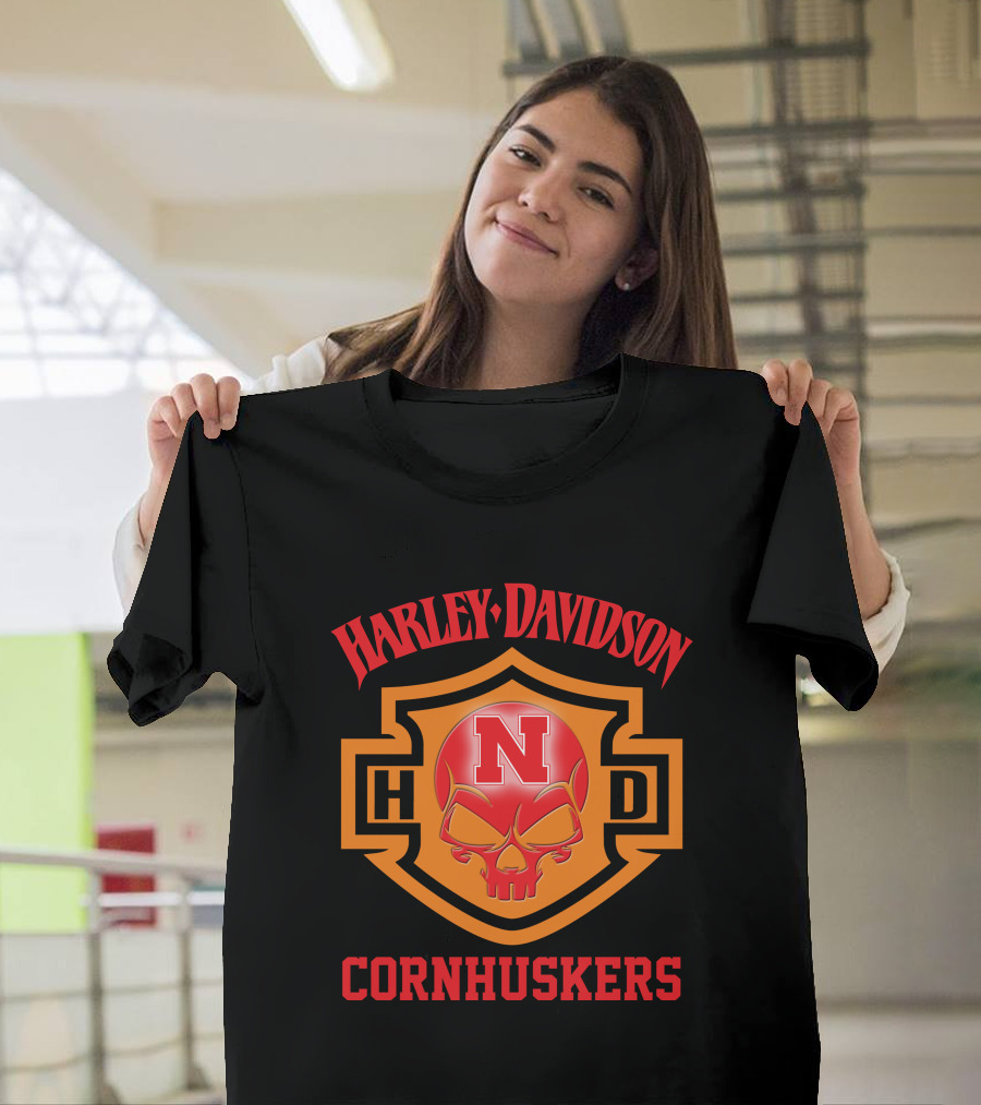 Harley Davidson Nebraska Cornhuskers Football Fans 127 T-Shirt