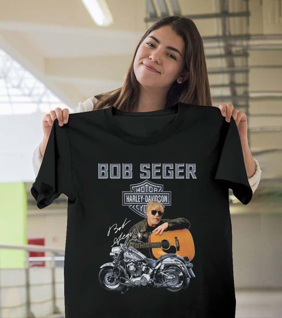 Bob Seger Harley Davidson Motorcycle Guitar Signature T-Shirt