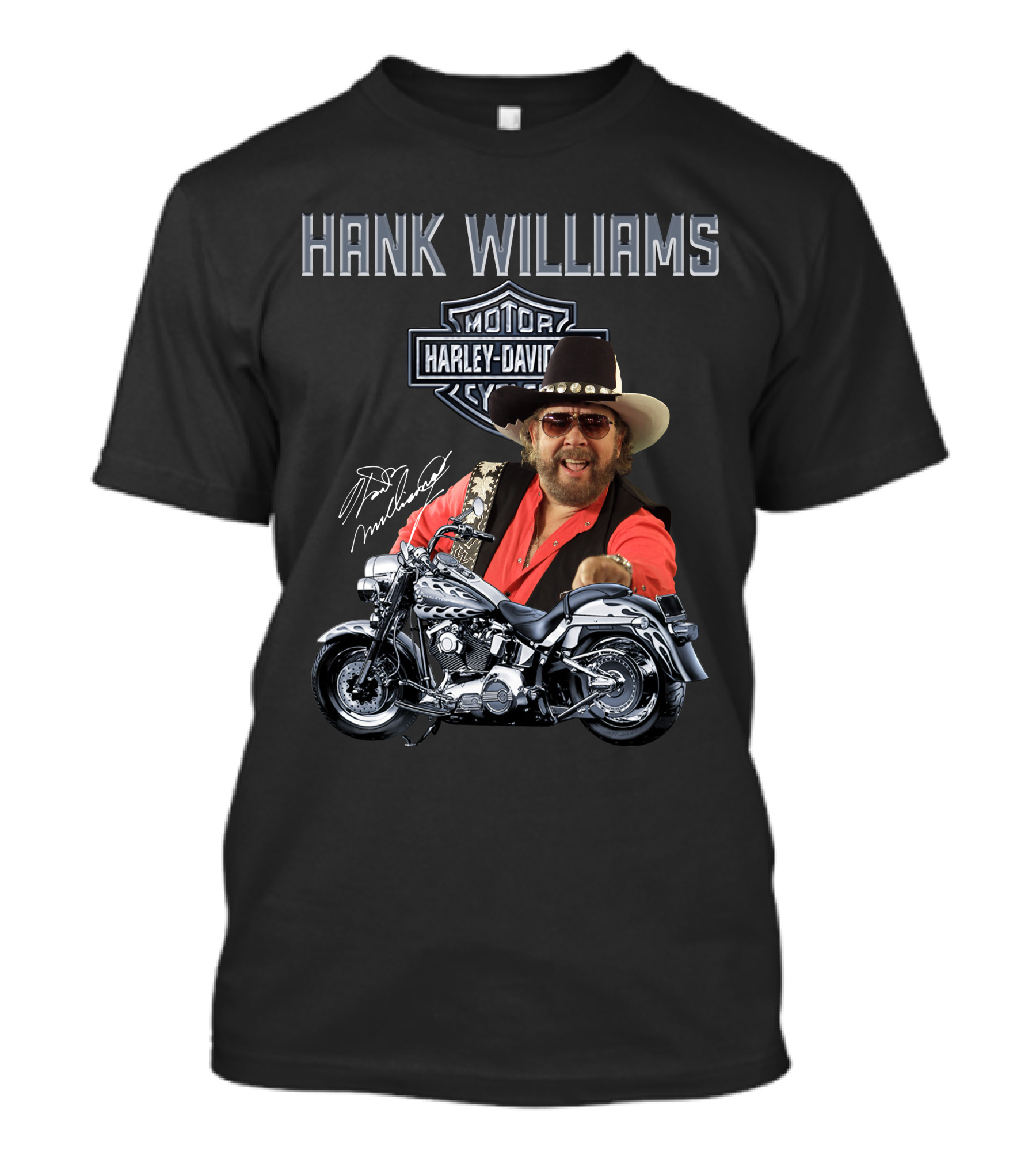 Hank Williams Harley Davidson Motorcycle Signature T-Shirt