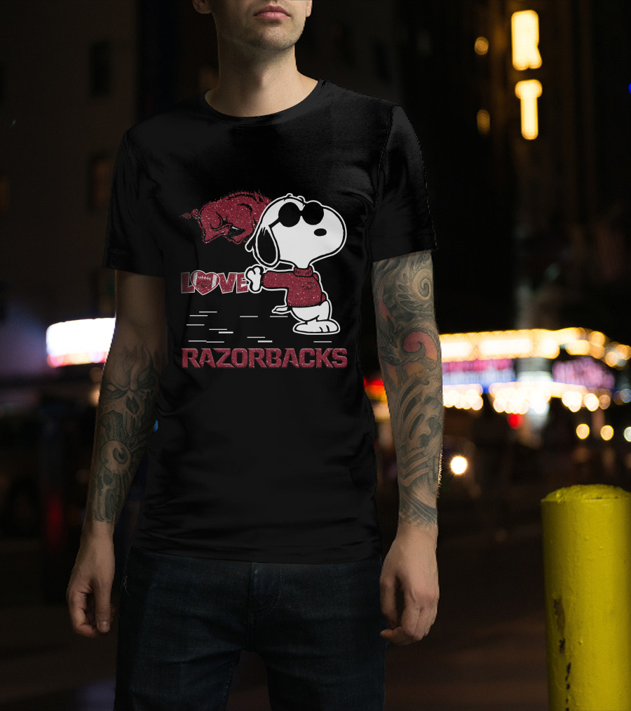 Snoopy Love Razorbacks Arkansas T-Shirt