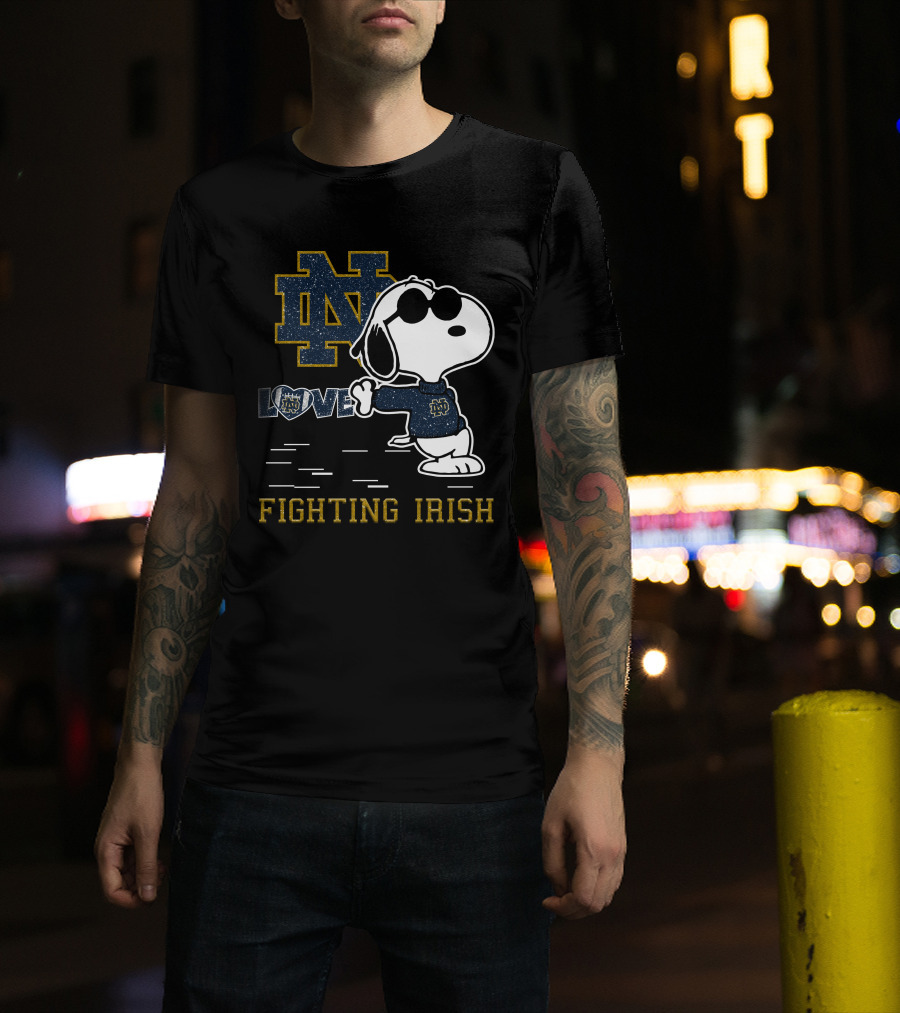 Snoopy ND Love Fighting Irish T-Shirt