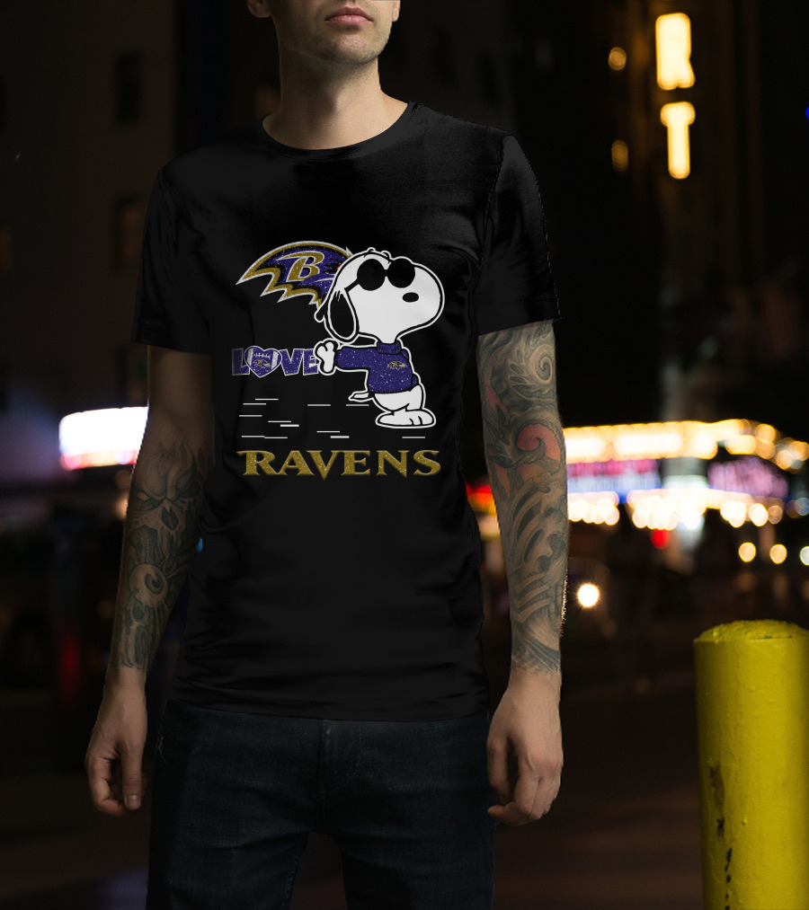 Snoopy Love Baltimore Ravens NFL Football Ravens T-Shirt
