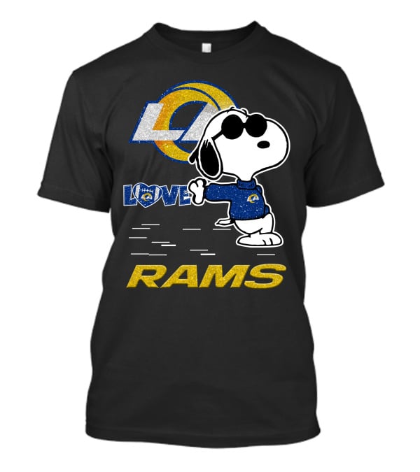Snoopy Love Los Angeles Rams Football Fan Graphics T-Shirt