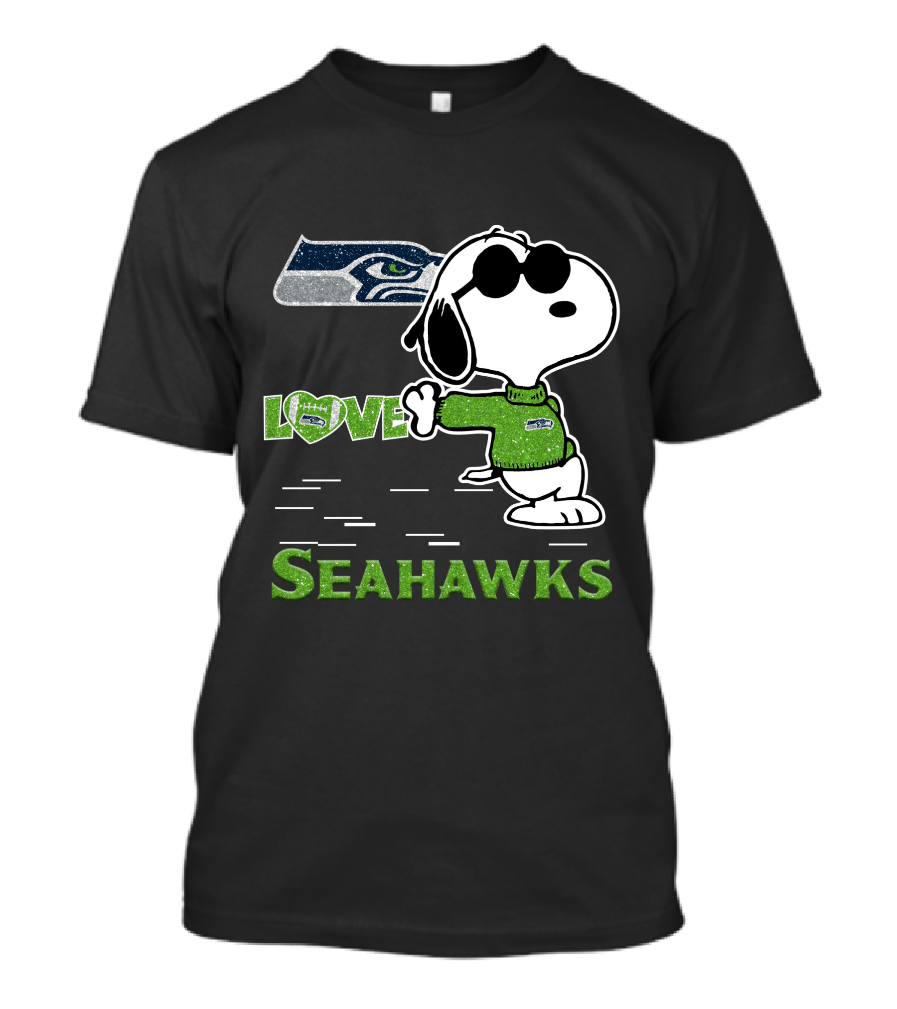 Snoopy Love Seahawks Seattle Football Iconic Peanuts Fandom T-Shirt