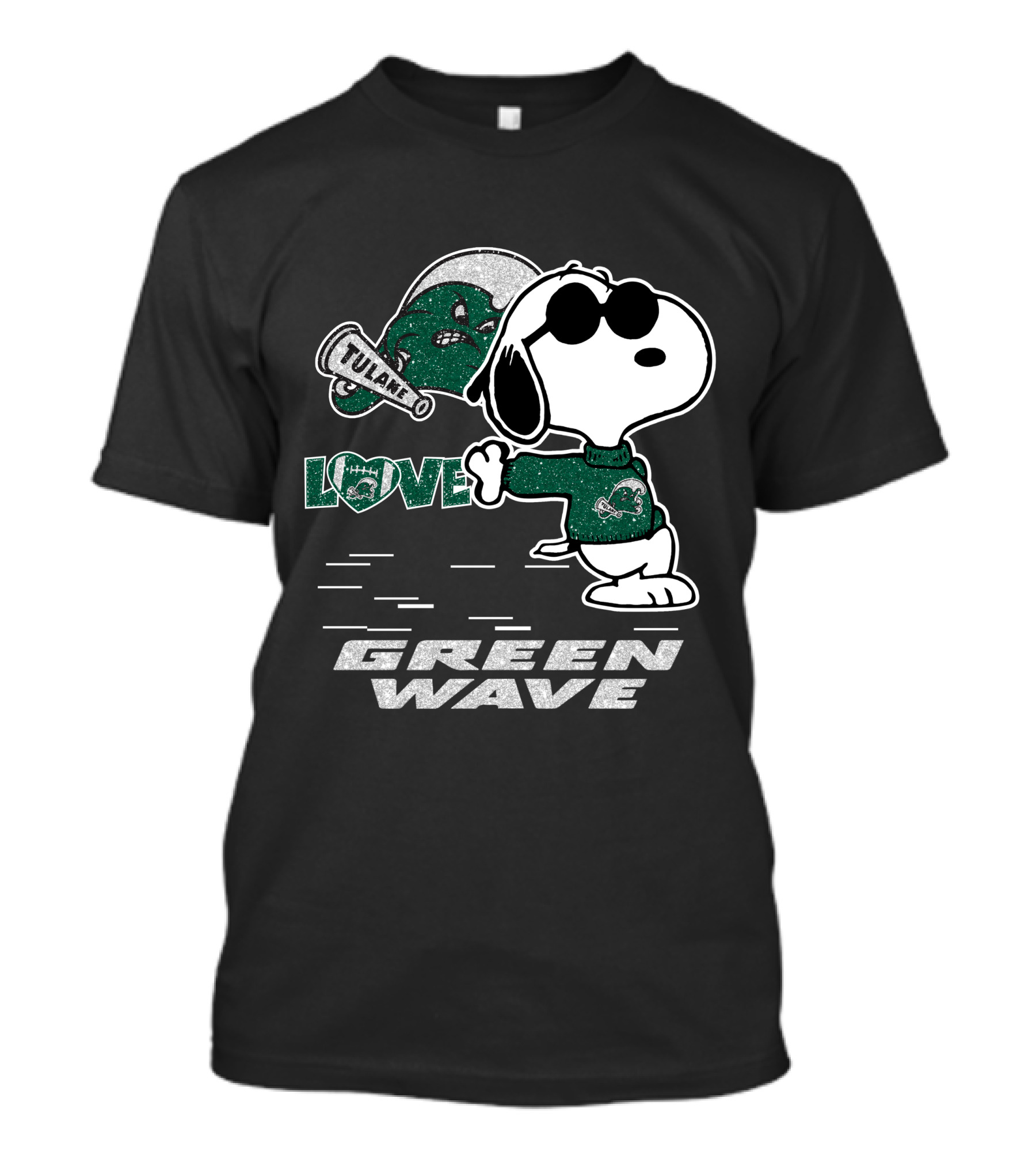 Snoopy Tulane Green Wave Love T-Shirt