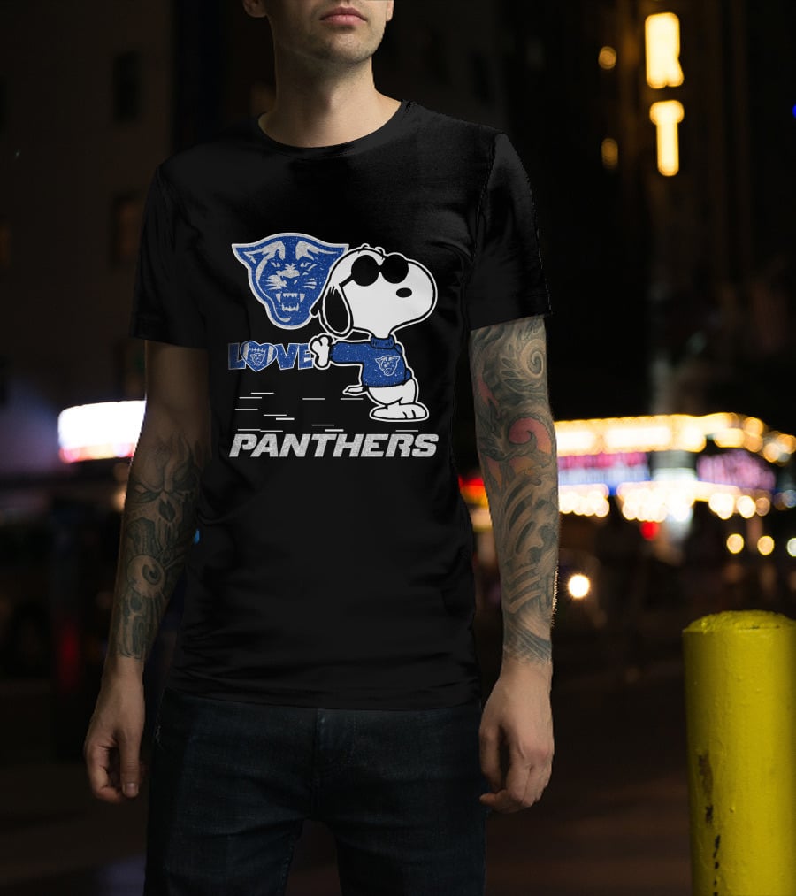 Snoopy Love Georgia State Panthers Football Fan Gear T-Shirt
