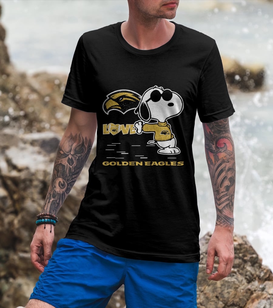 Snoopy Love Southern Miss Golden Eagles Heart T-Shirt