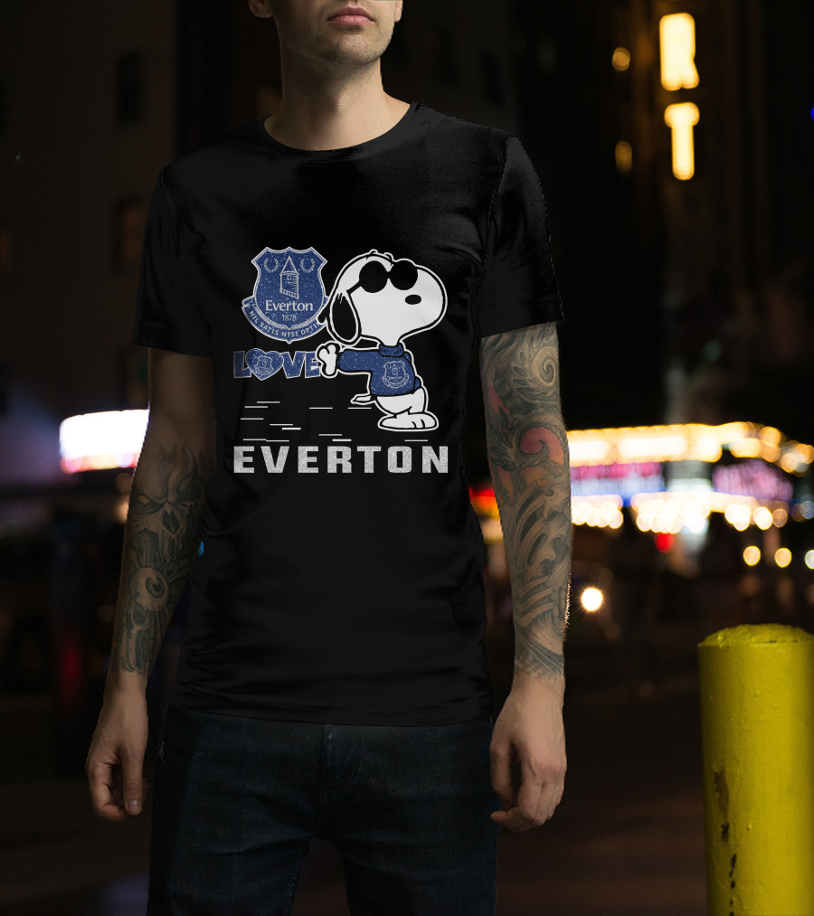 Snoopy Love Everton Fc 1878 Badge And Slogan T-Shirt