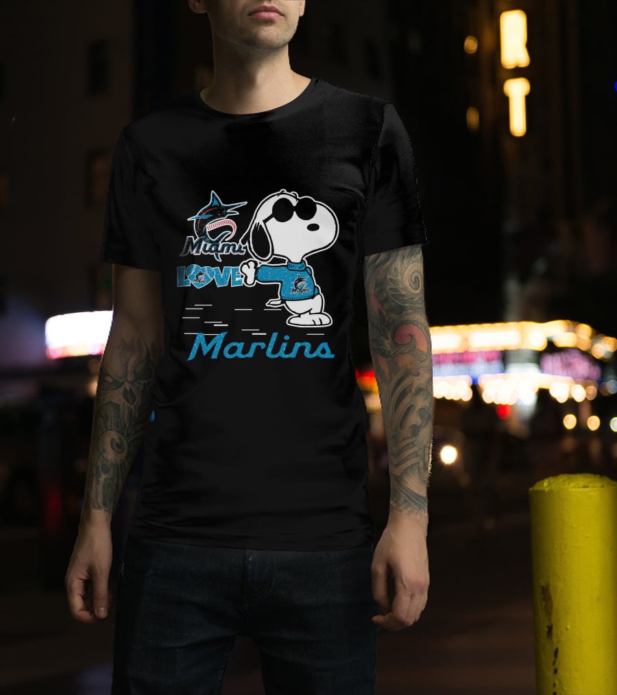 Snoopy Miami Marlins Love T-Shirt