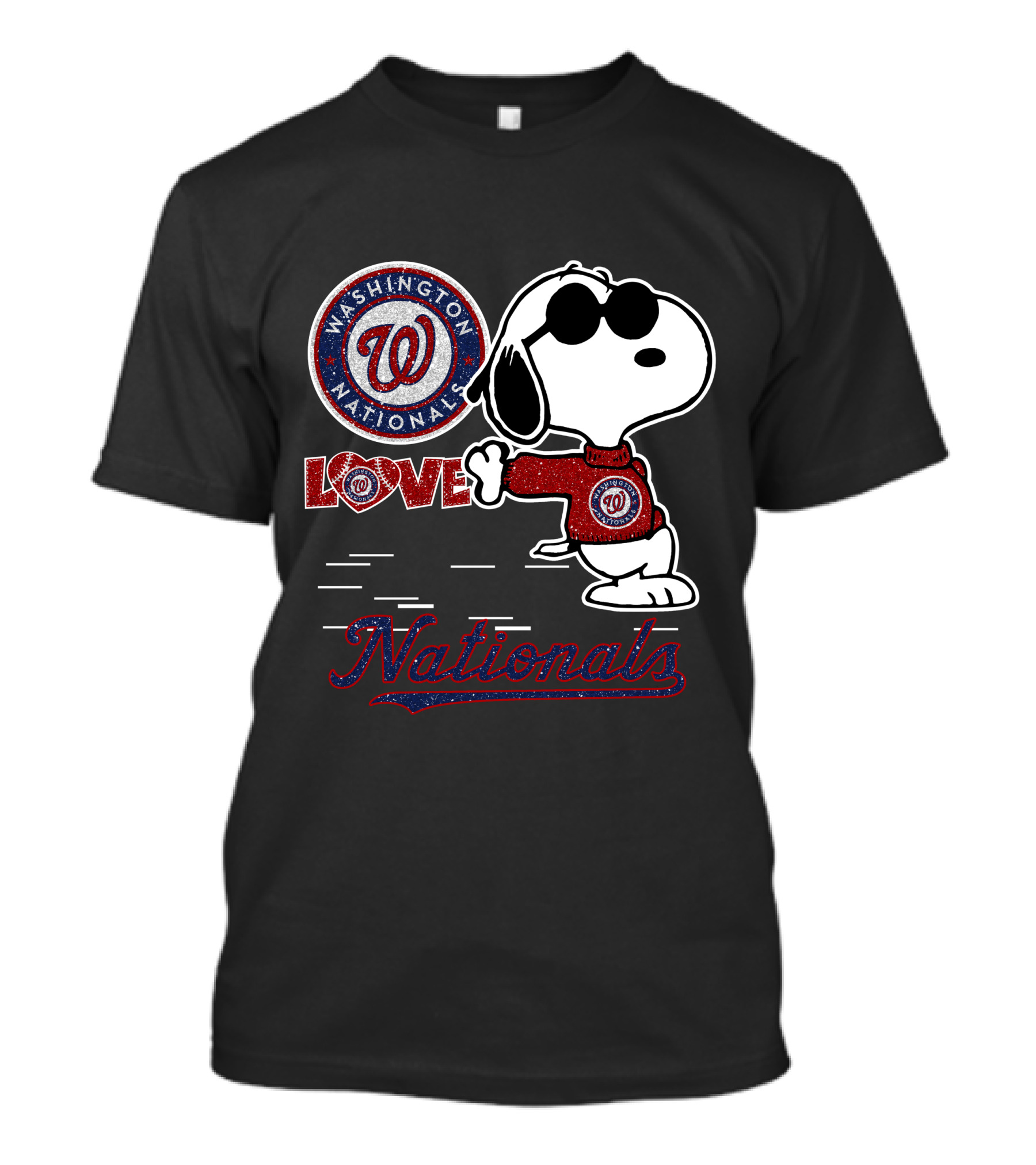 Snoopy Love Washington Nationals Logo Baseball T-Shirt