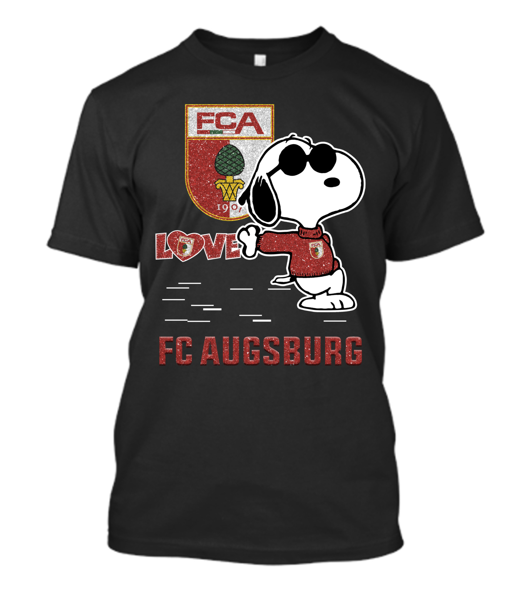 Snoopy FC Augsburg Love FCA 1907 T-Shirt