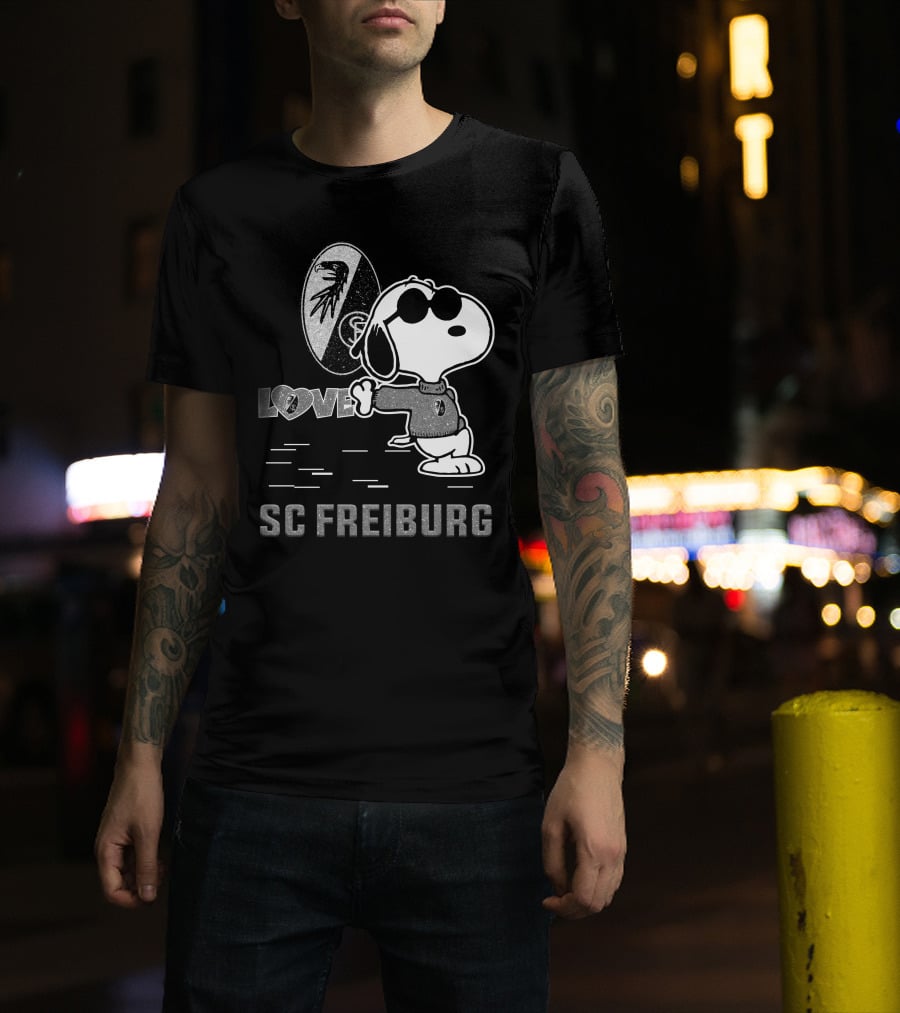 Snoopy Love SC Freiburg Peanuts Football Fan T-Shirt