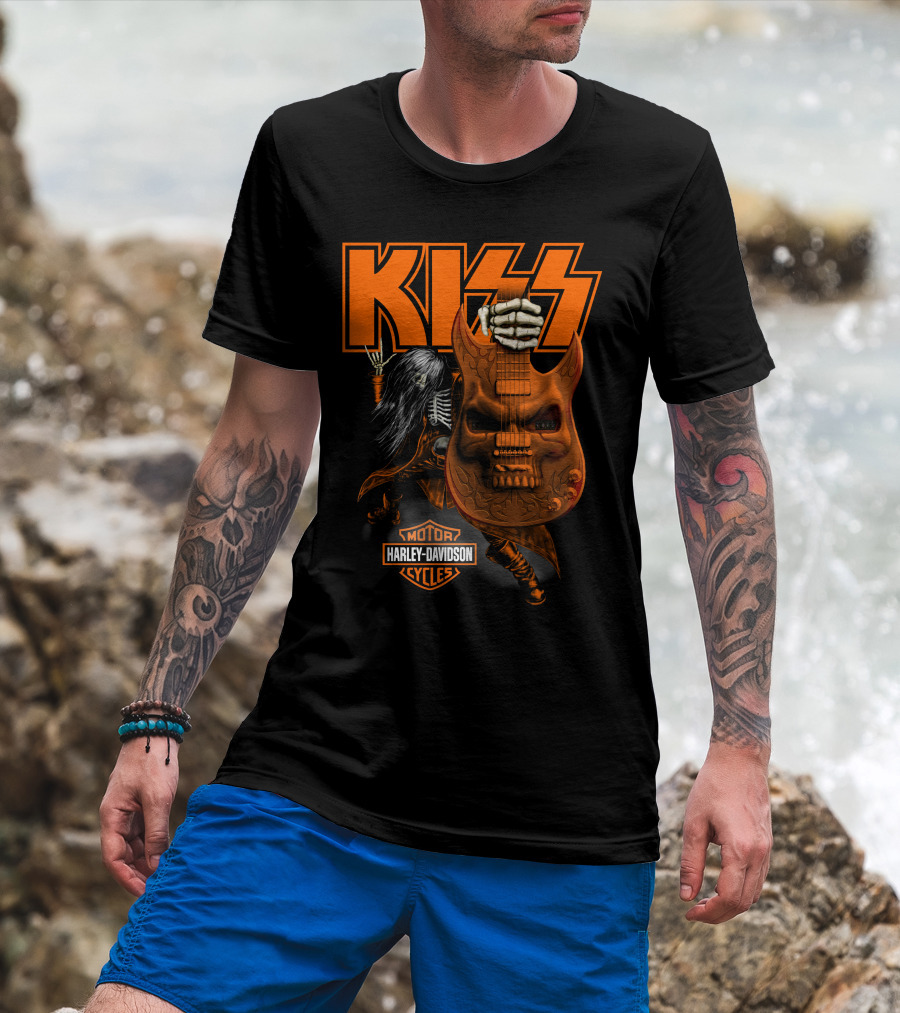 Kiss Harley Davidson Skeleton Guitar T-Shirt
