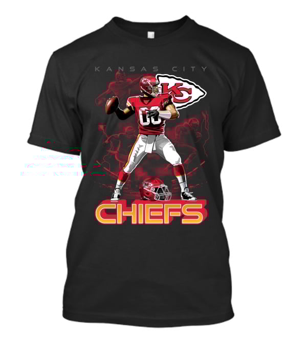 Kansas City Chiefs Football Player With Kc Helmet T-Shirt
