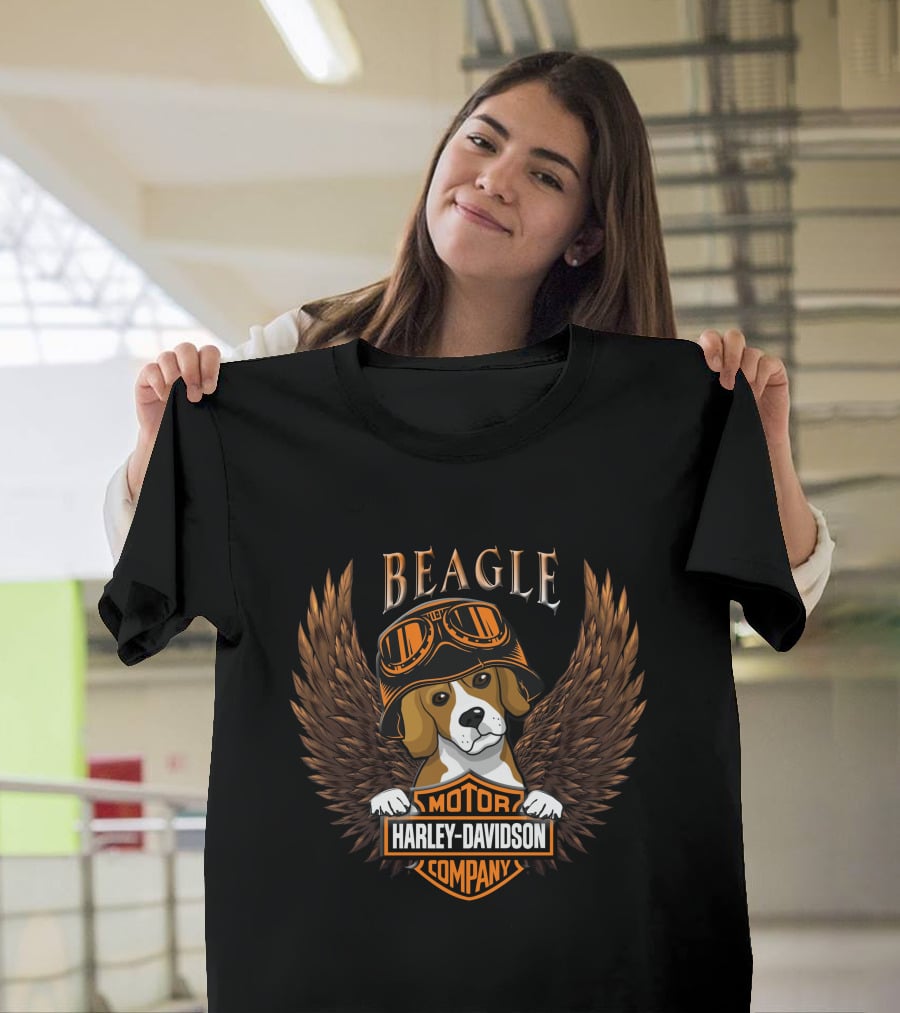 Beagle Harley Davidson Motor Company Winged T-Shirt
