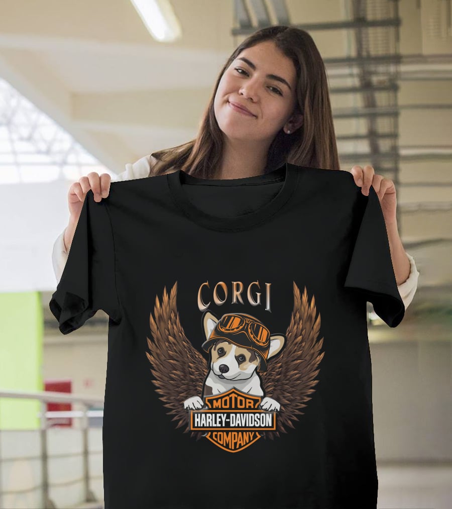 Corgi Harley Davidson Motor Company Winged Goggles T-Shirt