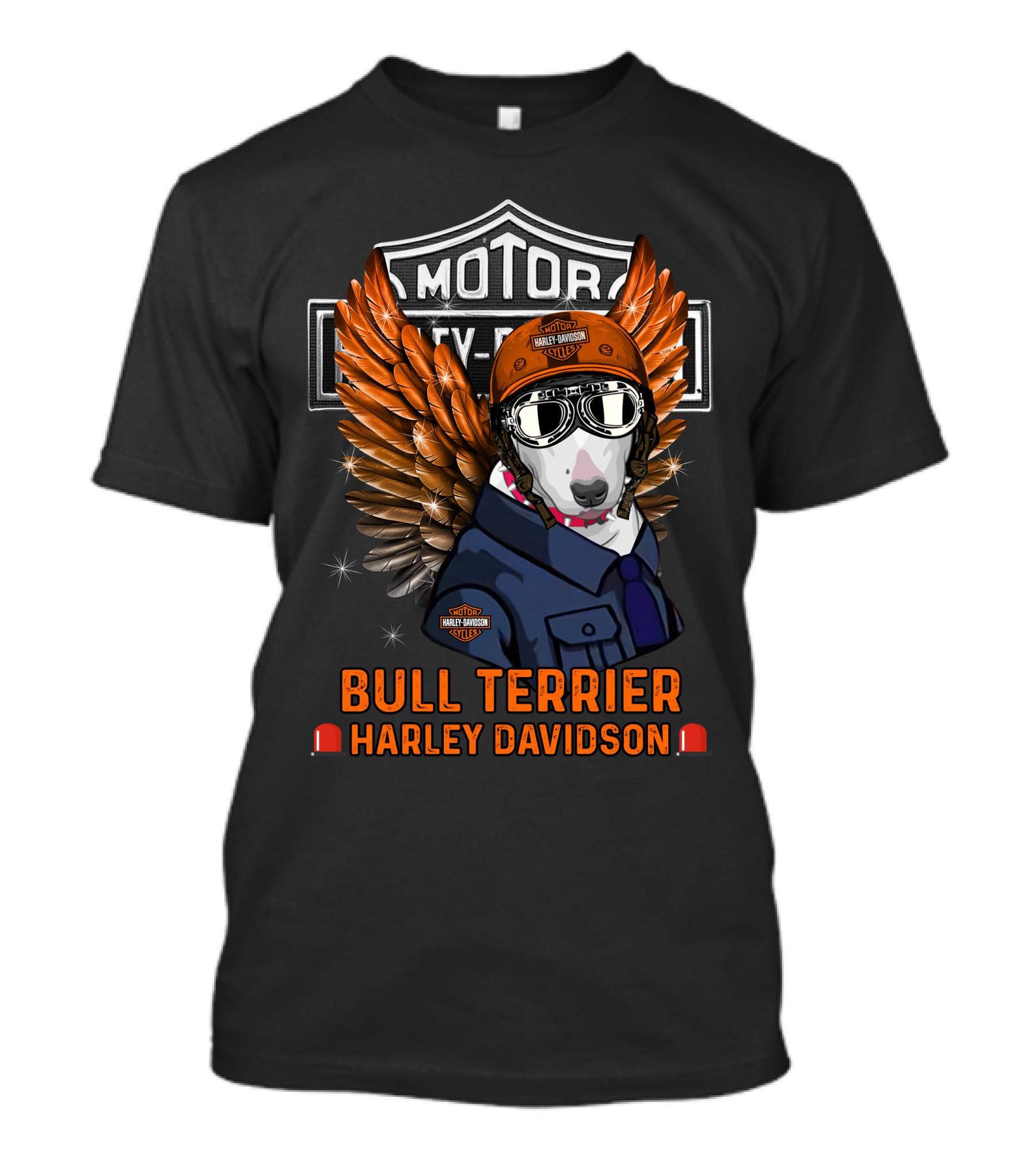 Bull Terrier Harley Davidson Motor Wings T-Shirt
