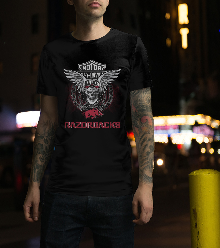Motor Harley Davidson Razorbacks Arkansas Ncaa Football Fans T-Shirt