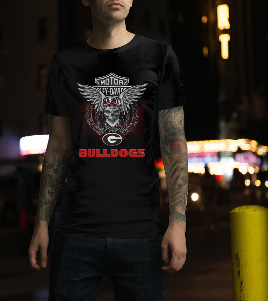 Motor Harley Davidson Georgia Bulldogs Ncaa Football Fans T-Shirt