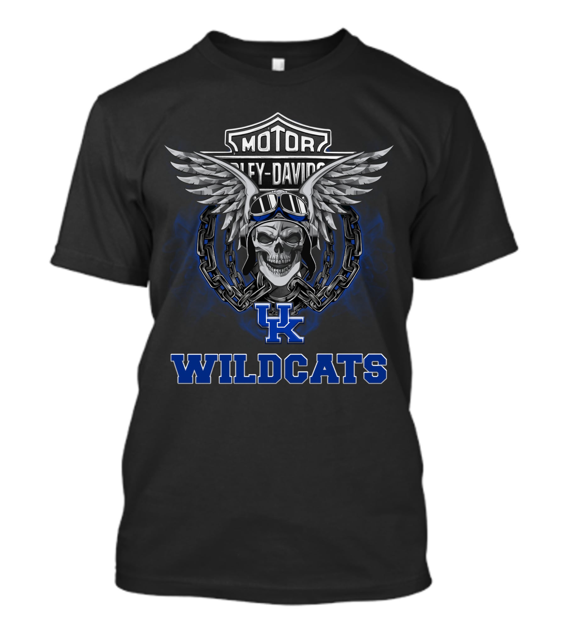 Kentucky Wildcats Harley Davidson Skull Wings Logo Ncaa Football Fans T-Shirt