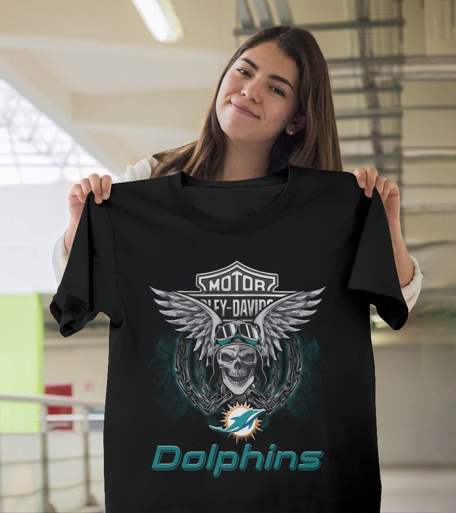 Motor Harley Davidson Miami Dolphins Nfl Football Fans T-Shirt