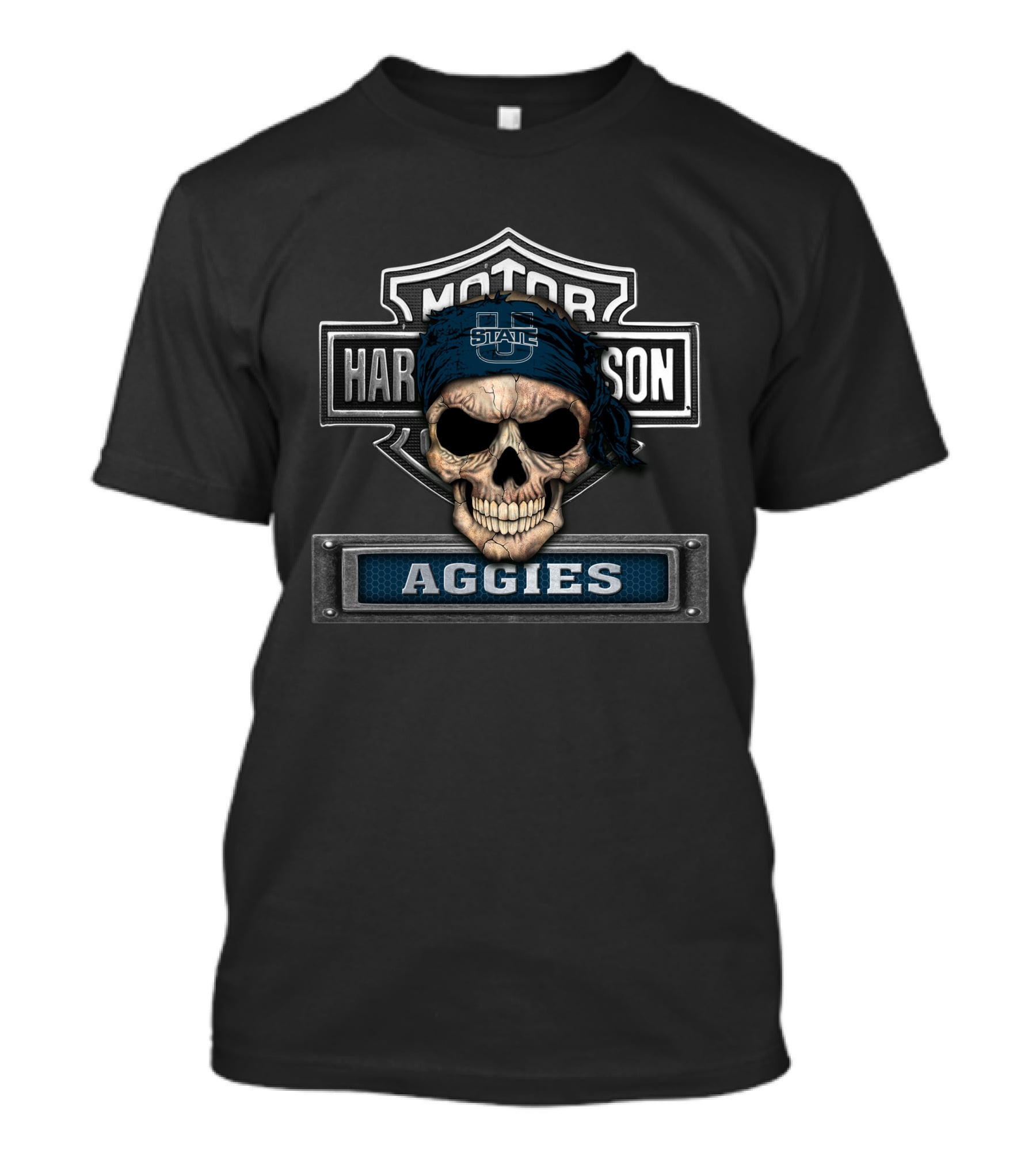 Motor Harley Davidson Utah State Aggies Skull T-Shirt