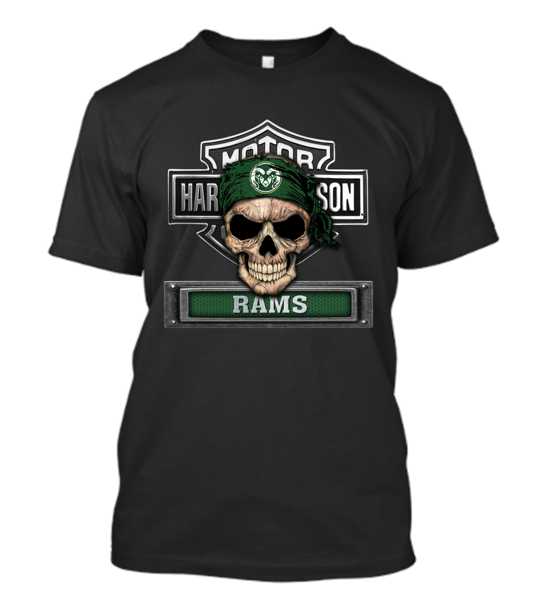 Motor Harley Davidson Colorado State Rams Skull T-Shirt