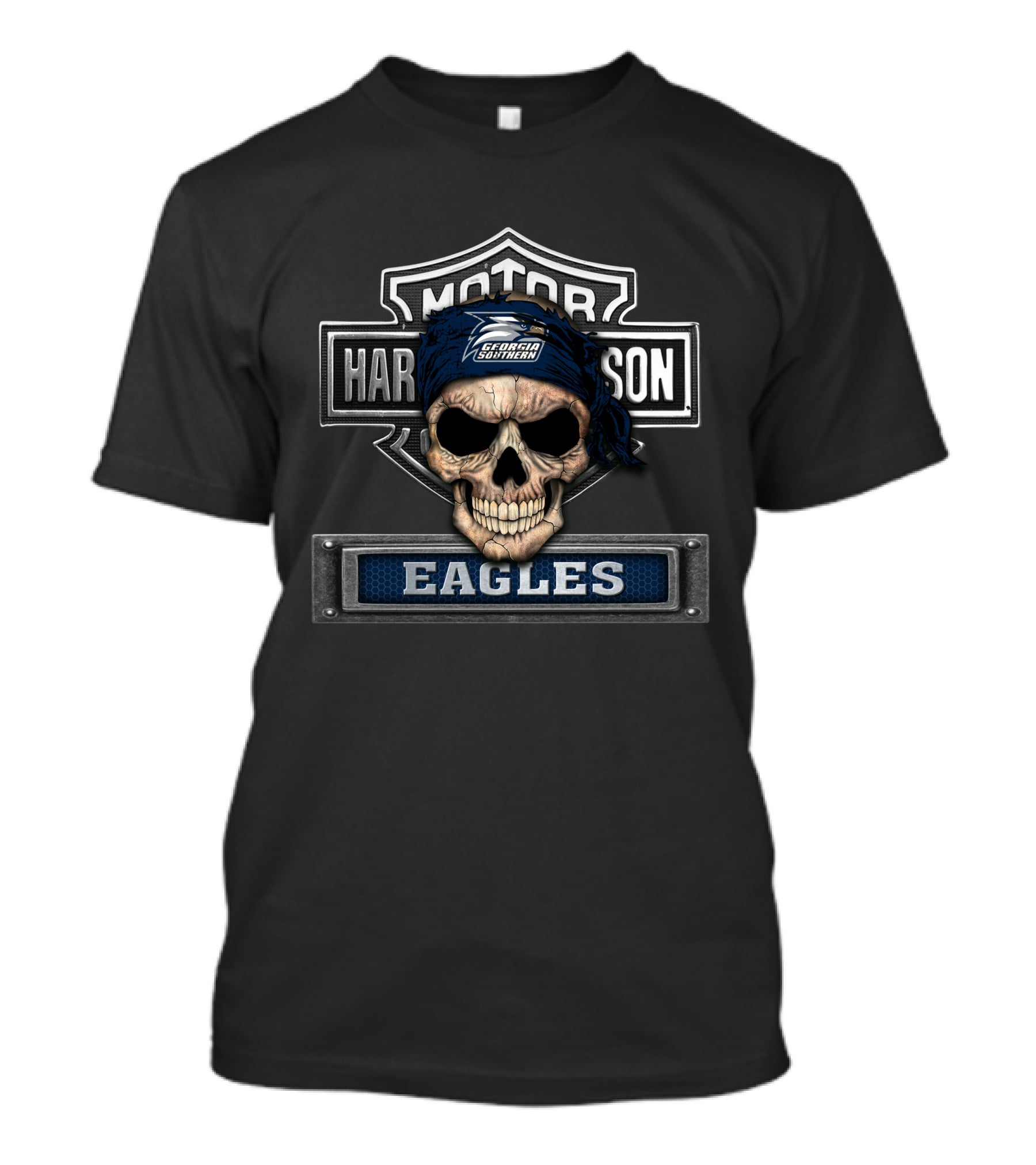 Motor Harley Davidson Georgia Southern Eagles Skull Bandana T-Shirt