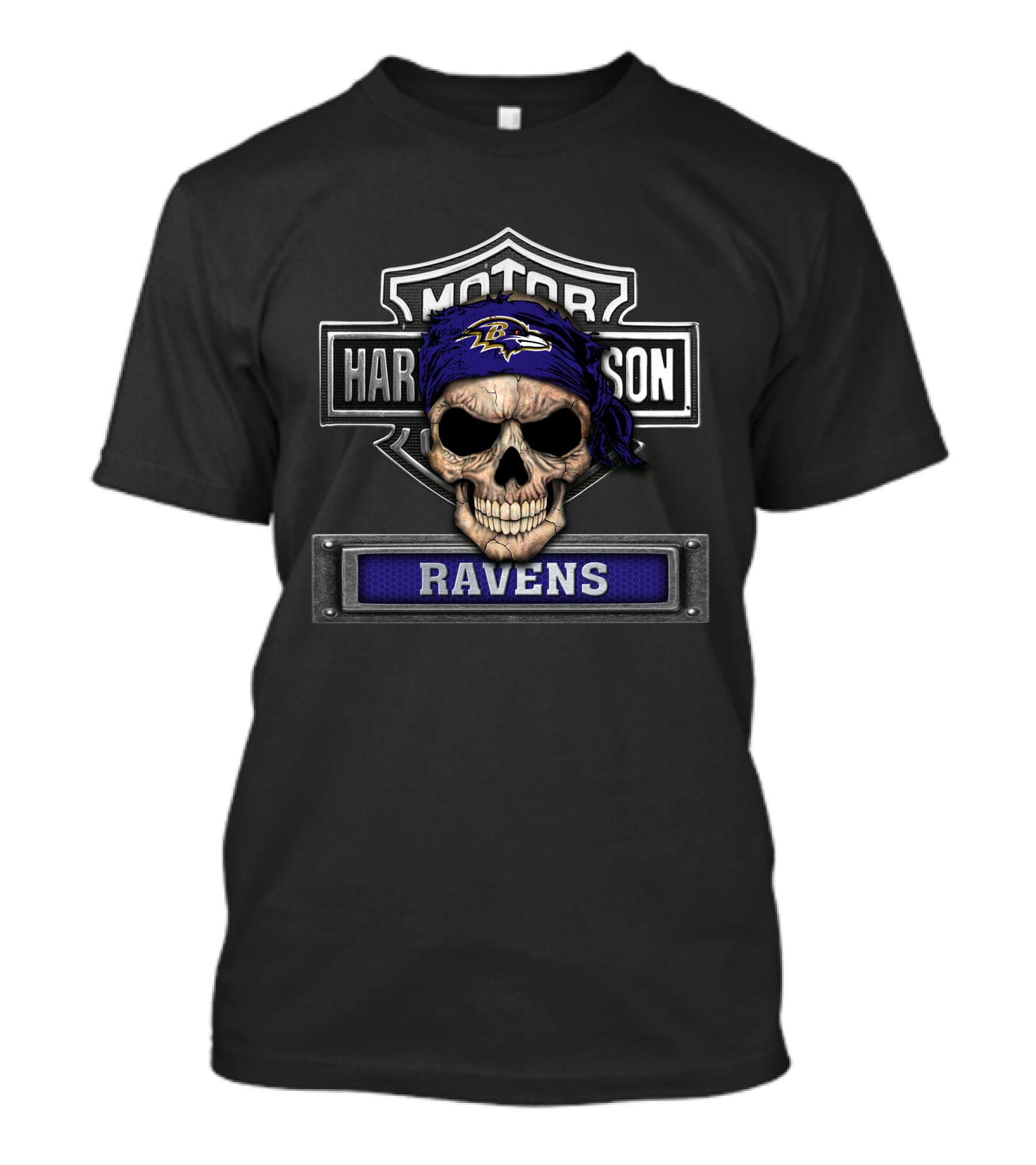 Harley Davidson Skull Ravens Baltimore Ravens Nfl T-Shirt