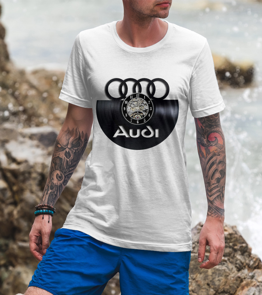 Audi Baronti Vinyl Clock With Four Rings And Gear Mechanism T-Shirt