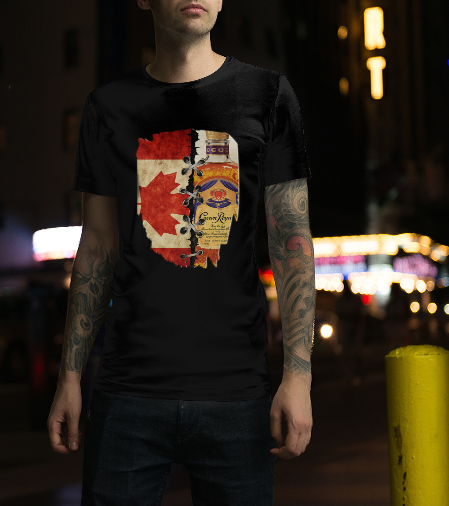 Crown Royal Canadian Flag Maple Leaf Bottle T-Shirt